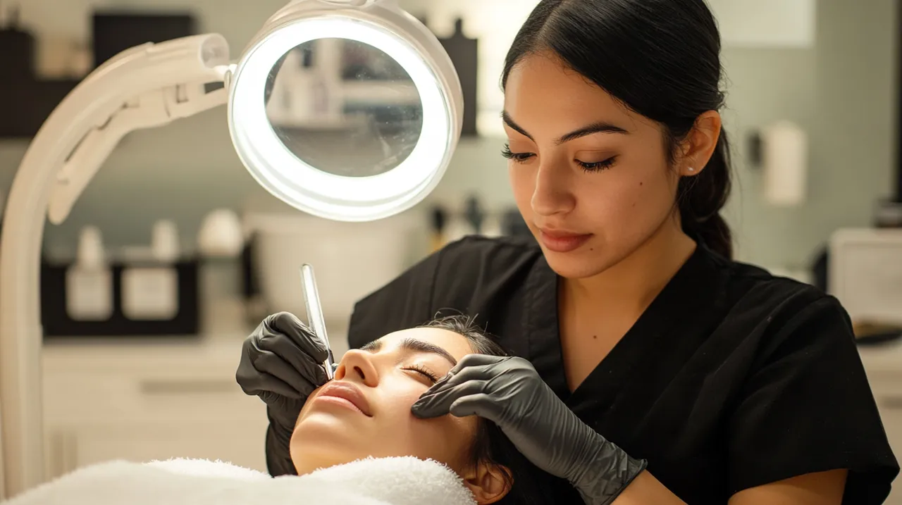 Alumna del CCAI realizando un tratamiento facial a una clienta. Foto 1 de 4