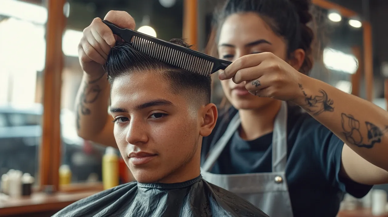 Collage de las cinco disciplinas que se enseñan en el CCAI: estilismo, barbería, uñas, maquillaje y estética